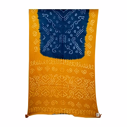 kala sanskruti retail private limitade indigo & rust color cotton bandhani saree
