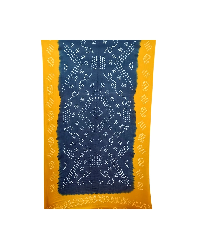 Indigo &amp; Rust Color Cotton Bandhani Saree-2