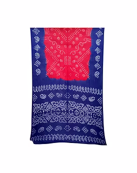 Pink & Blue Color Cotton Bandhani Saree