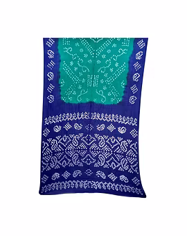 Blue & Rama Color Cotton Bandhani Saree