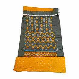 kala sanskruti retail private limitade grey & rust cotton bandhani dress