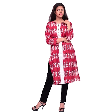 Western Blouse-L-Linen-Dark Firozi-1