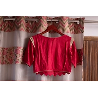 Fashionable Blouse-Maroon-Cotton Silk-M