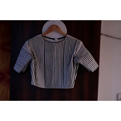 Fashionable Blouse-XL-Linen-Off White OR Black-1
