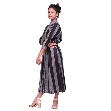 Frock Style Shirt-M-Linen-Black-1