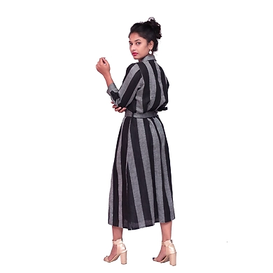 Frock Style Shirt-L-Linen-Black-2