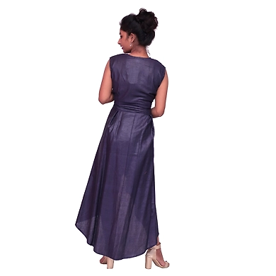 Western One Piece-M-Cotton Silk-Navy Blue-1