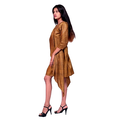 Trail Srug One Piece-L-Jai Shree Cotton-Rust Mustard yellow-1