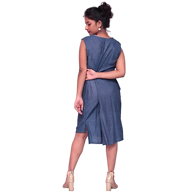 Shawl Caller One Piece-M-Jai Shree Cotton-Rust Blue-2