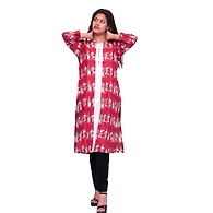Kalm Kari Kurti-M-Cotton-Red Printed