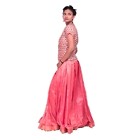 Indo Western Gown-M-Silk-Rust Pink