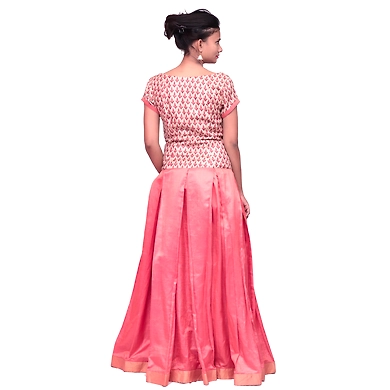 Indo Western Gown-L-Silk-Rust Pink-2