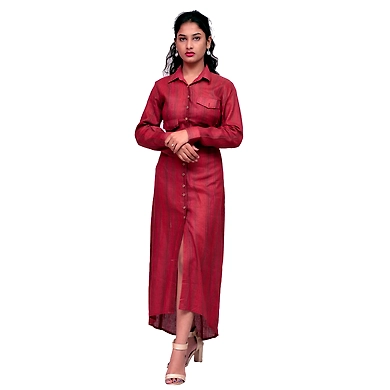 C Cut Shirt-XL-Cotton-Rust Red-2