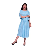 A Line Kurti-Jai Shree Cotton-Light Firozi-M
