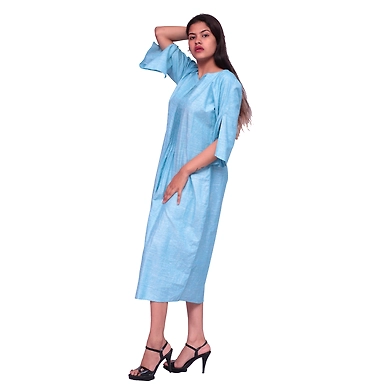 A Line Kurti-L-Jai Shree Cotton-Light Firozi-2