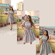 Casual Wear One Piece-M-Grey-Cotton