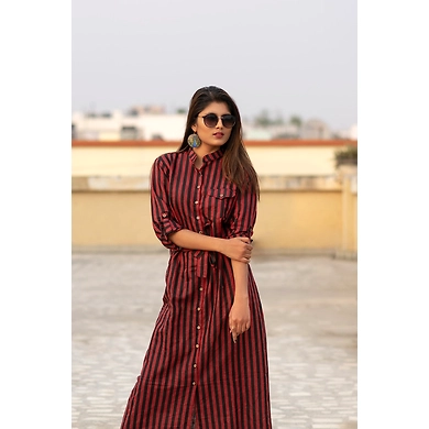 Western Long Shirt-XL-Linen-Red-1