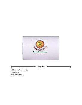 PAPER ROLL 4 INCH / 105MM x 65mm Dia X 1 ply