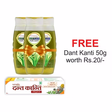 Patanjali ATANJALI KESH KANTI ALOE VERA HAIR CLEANSER 200 GM- 3 PCS + FREE DANT KANTI TOOTHPASTE 50 GM-GT038