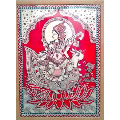 Maa Saraswati (Indian unique MADHUBANI  art)-CB35