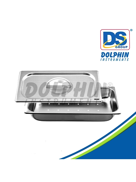 S.S PERFORATED INSTRUMENT TRAY WITH LID 9X6 HEAVY-Holloware-00a533