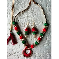 Green and Red Necklace with earring set