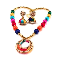 Multi Colour Necklace with earring