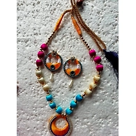 Silkthread Multi Colour Necklace with earring set