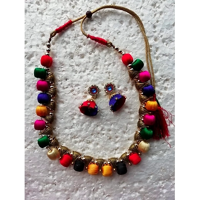 Silkthread Necklace with earring-JMMB_757002_BR1153_SN_1