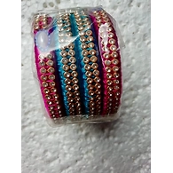 Silkthread sky with Pink Stone Bangles(size 2-6,2-4,2-8)