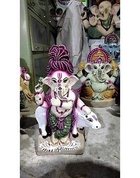 Eco Ganesh with Natural Color Idol - 2 ft Narrow, 2 ft Wide, 3 ft, 4 ft, 5 ft