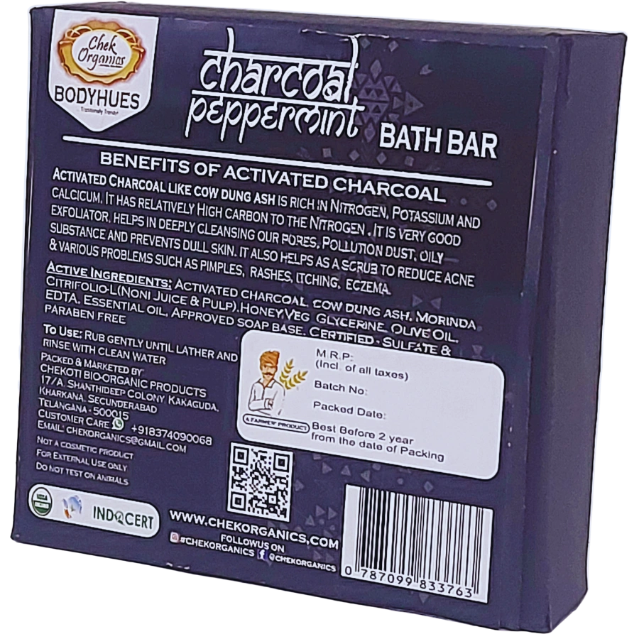 CHEKORGANIC BODYHUES – CHARCOAL PEPPERMINT SOAP – 100GM-2