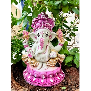 Eco Ganesh with Natural Color Idol - 6 Inch, 8 Inch, 10 Inch, 12 Inch, 1.5 ft