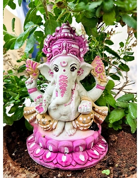 Eco Ganesh with Natural Color Idol - 6 Inch, 8 Inch, 10 Inch, 12 Inch, 1.5 ft