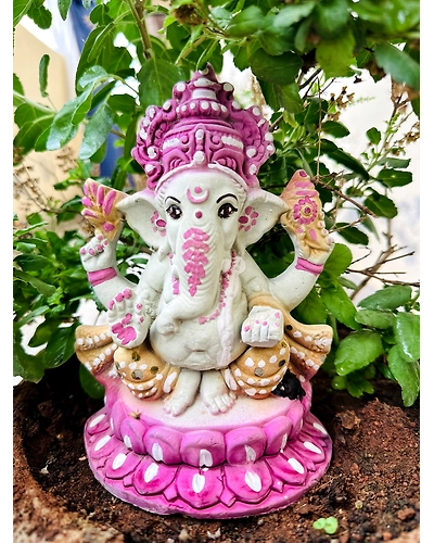 Eco Ganesh with Natural Color Idol - 6 Inch, 8 Inch, 10 Inch, 12 Inch, 1.5 ft-CBLLS-2001