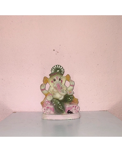 Eco Ganesh with Natural Color Idol - 6 Inch, 8 Inch, 10 Inch, 12 Inch, 1.5 ft-8INCH-1