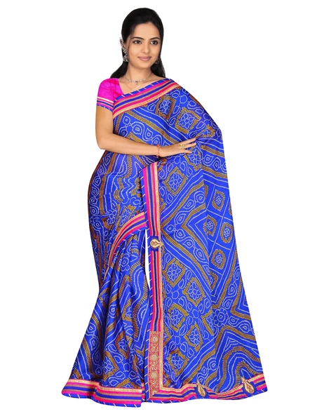 Blue Bandhani Printed Saree-25