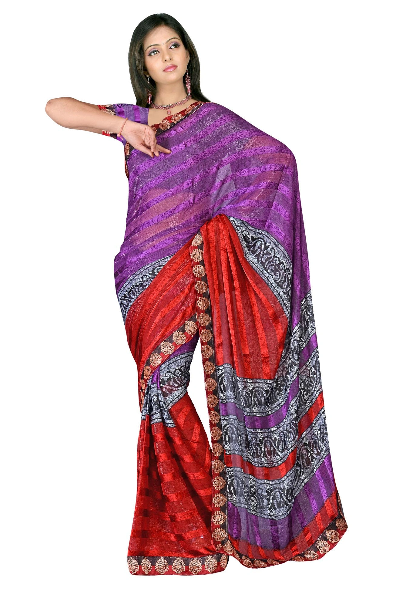 Purple Alpheno Printed Saree 47-47