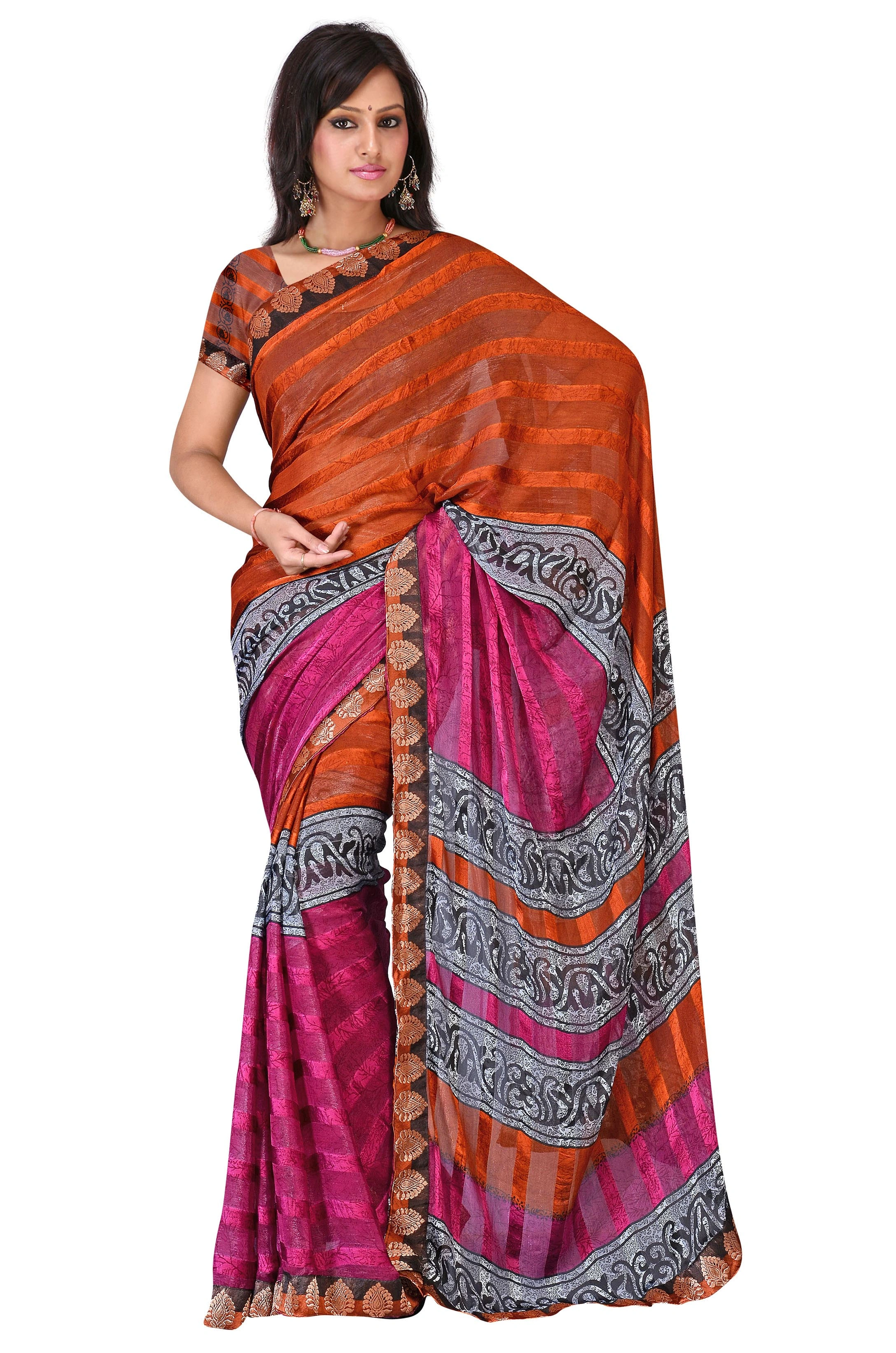 Rust Alpheno Printed Saree 49-49