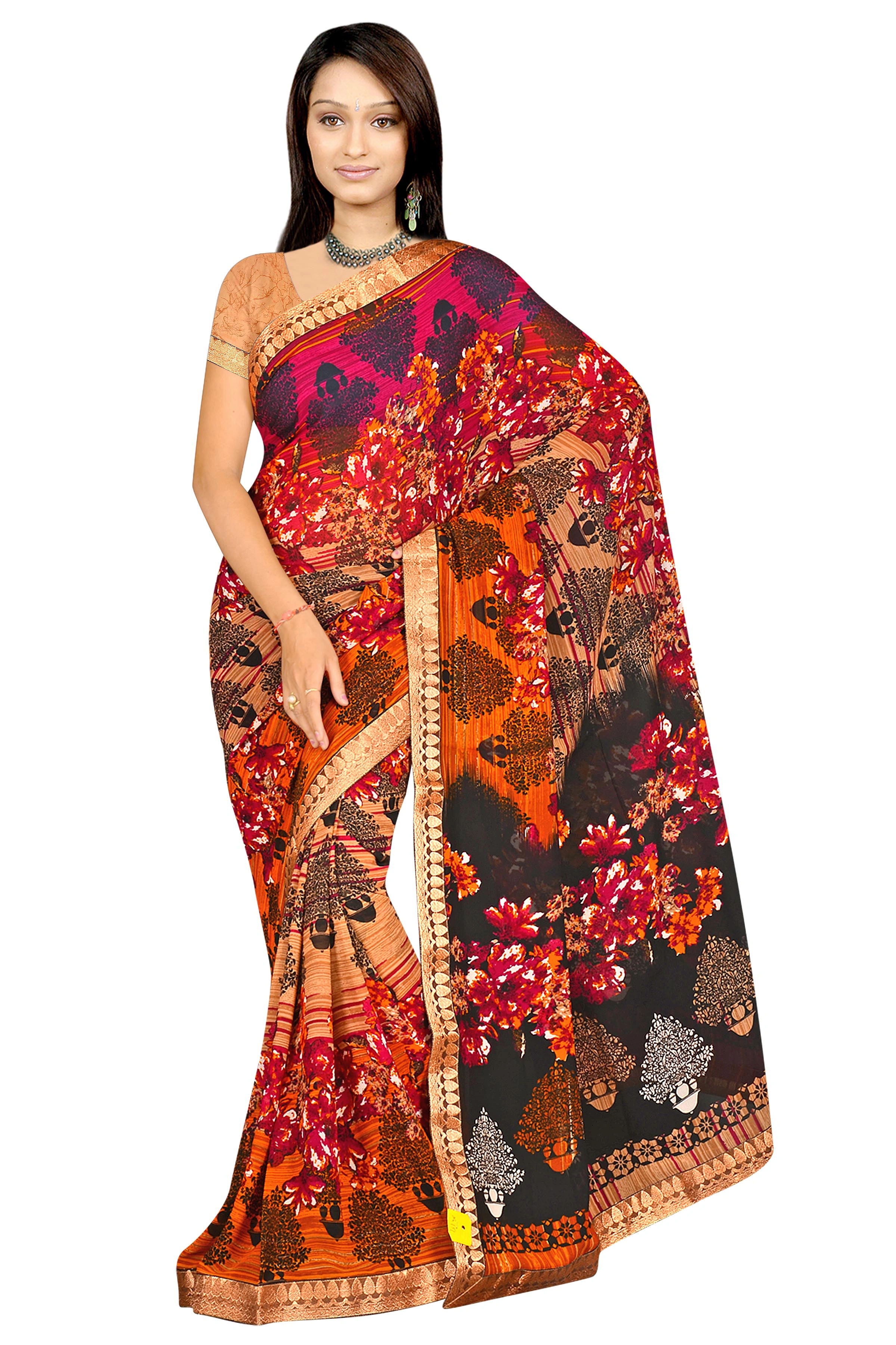 Black Printed Georgette Saree 151-151