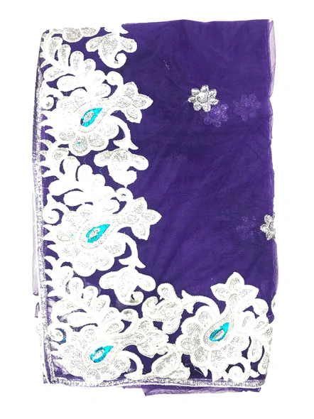 Purple Net Embroidered Saree-171