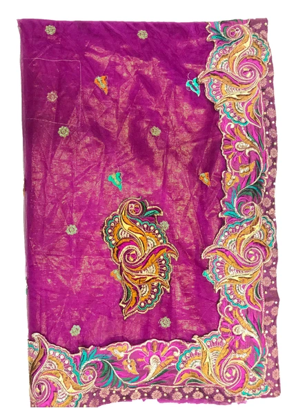 Magenta Net Embroidered Saree-183