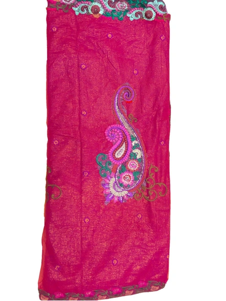 Magenta Net Embroidered Saree-1