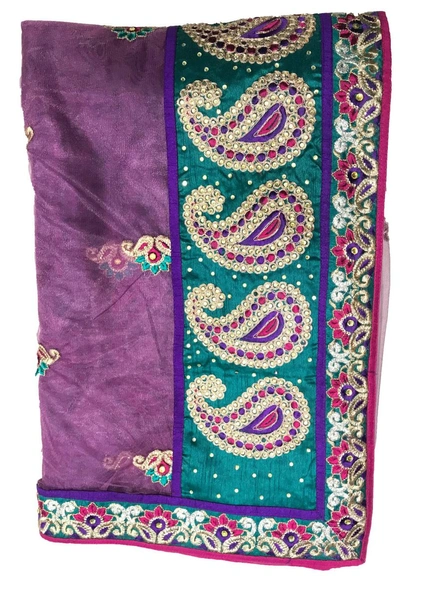 Rani Net Embroidered Saree-1