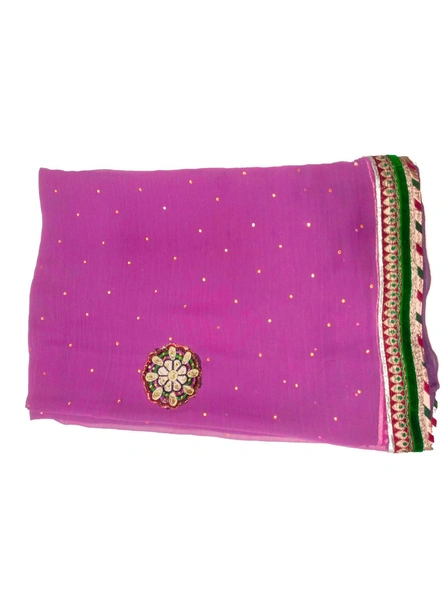 Purple Chiffon Embroidered Saree-1