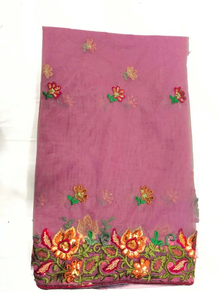 Dust Pink Net Embroidered Saree-1