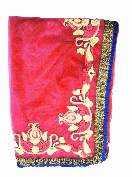 Net Embroidered Saree in Pink-243