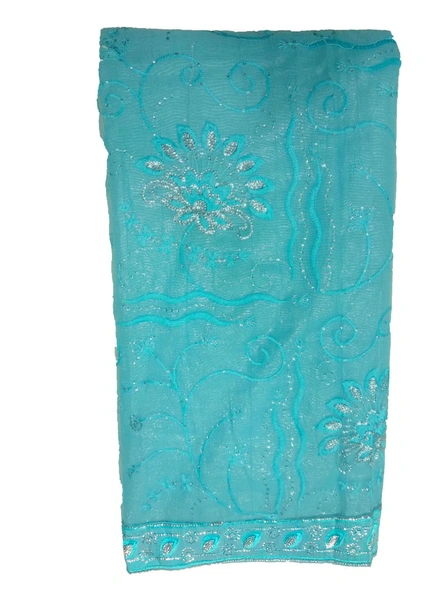 Blue Net Embroidered Saree-268