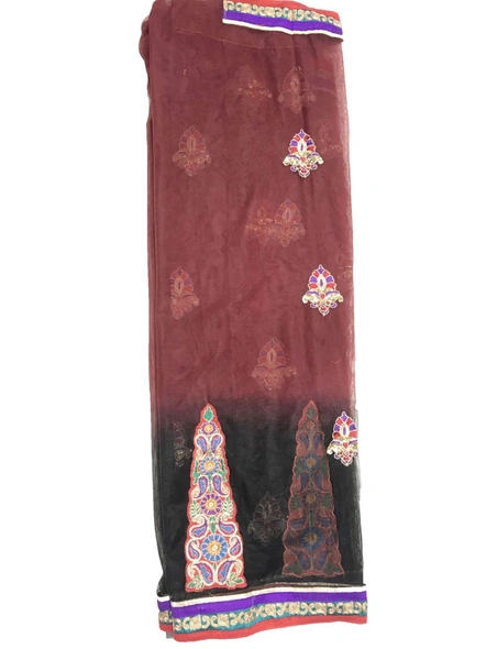Maroon Shaded Net Embroidered Saree-1