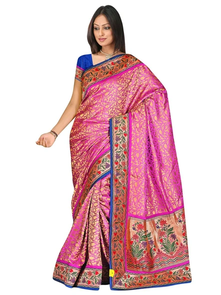 Magenta Banarasi Silk Woven Saree-500A